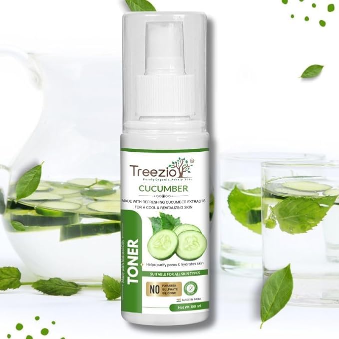 Treezio Cucumber Toner Purifies Pores Hydrates Skin No Sulphate No Paraben For Men Women Pack of 2 100 ml Each - Image 5