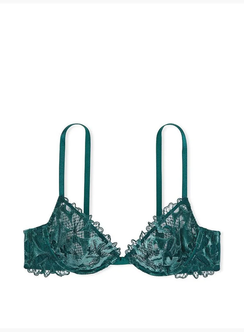 Victoria's Secret Velvet Floral Embroidery Low-Cut Demi Bra