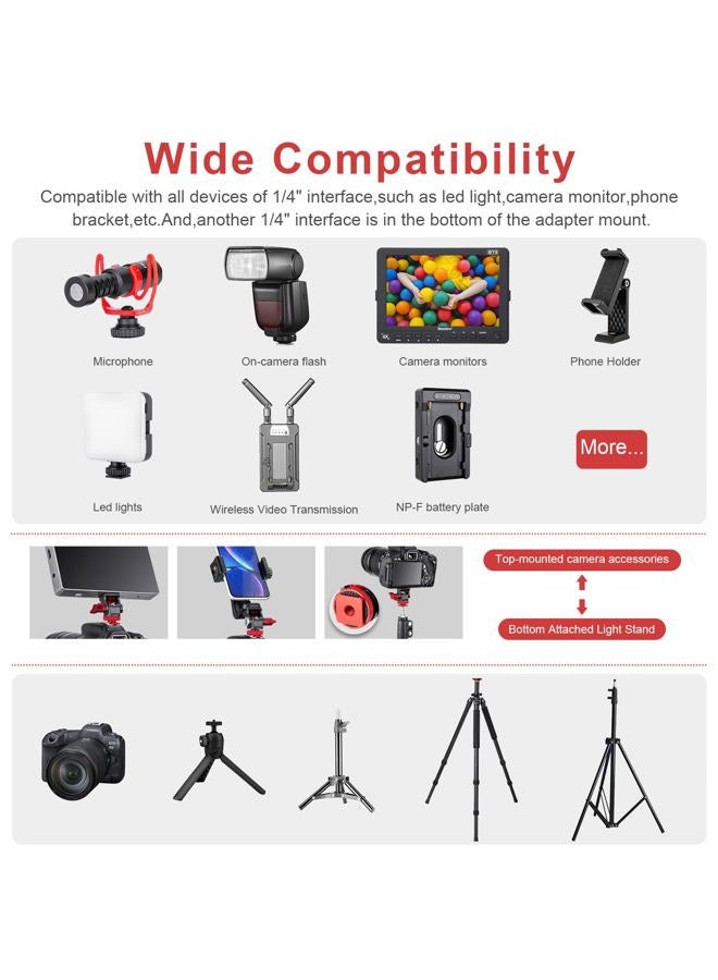 FOMITO Metal Rotary Adapter 360° Swivel Universal for Flash Speedlite, Field Monitor, LED Video Light, Microphone - Red Color - Image 3