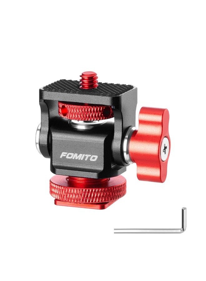 FOMITO Metal Rotary Adapter 360° Swivel Universal for Flash Speedlite, Field Monitor, LED Video Light, Microphone - Red Color - Image 1