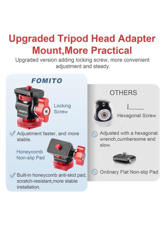 FOMITO Metal Rotary Adapter 360° Swivel Universal for Flash Speedlite, Field Monitor, LED Video Light, Microphone - Red Color - Image 5