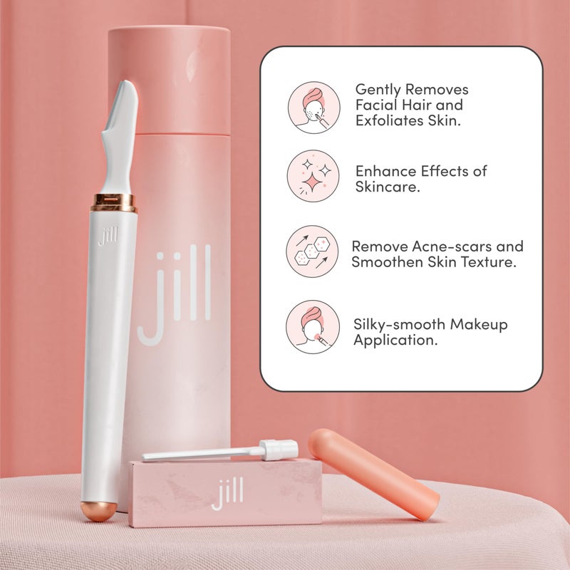 Jill Dermaplane Razor Trial Kit | Facial Hair Removal Dermaplaning Kit Includes 1 Shave Wand, 2 Dermaplane Razors & Cleaning Cloth | Pre-Shave Magic Spray & Wipes Not Included - Image 2