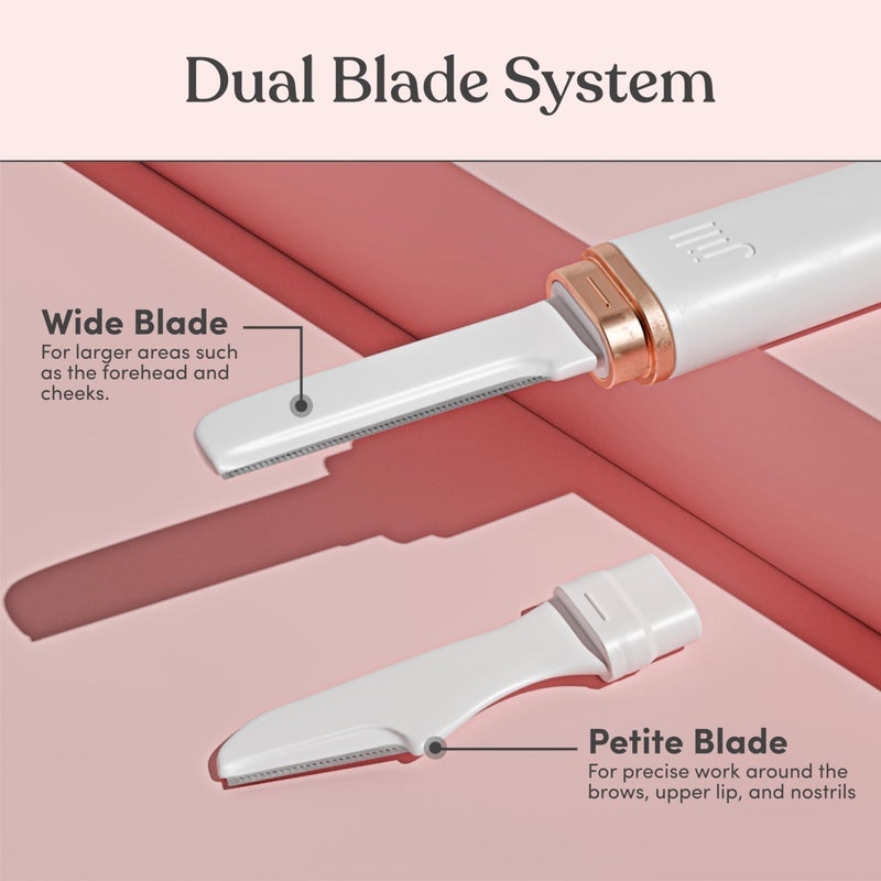 Jill Dermaplane Razor Trial Kit | Facial Hair Removal Dermaplaning Kit Includes 1 Shave Wand, 2 Dermaplane Razors & Cleaning Cloth | Pre-Shave Magic Spray & Wipes Not Included - Image 4