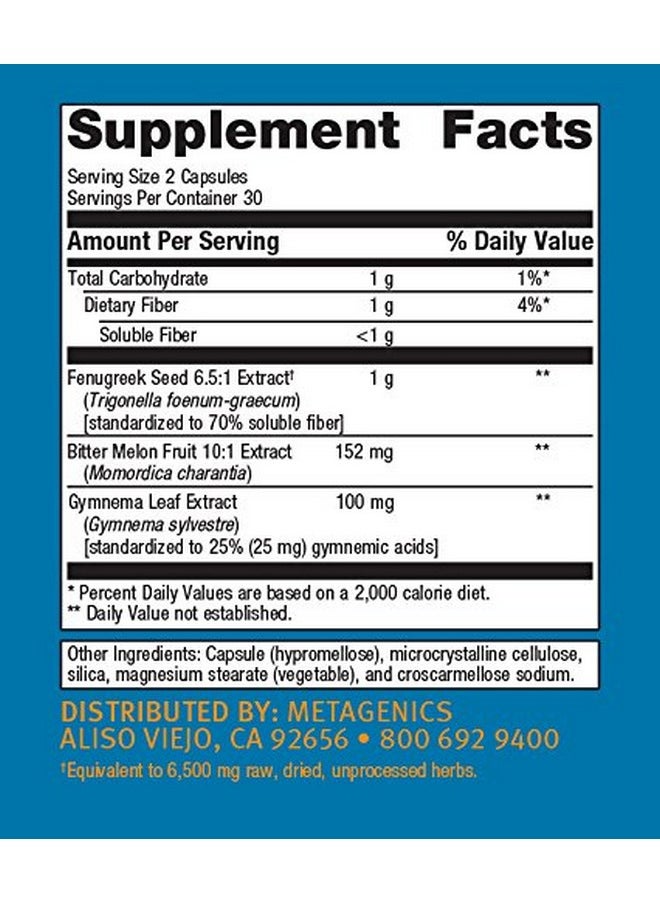 Metagenics - Fenugreek Plus Vegetarian Herbal Support To Aid In Healthy Metabolism 60 Capsules 30 Servings - Image 1