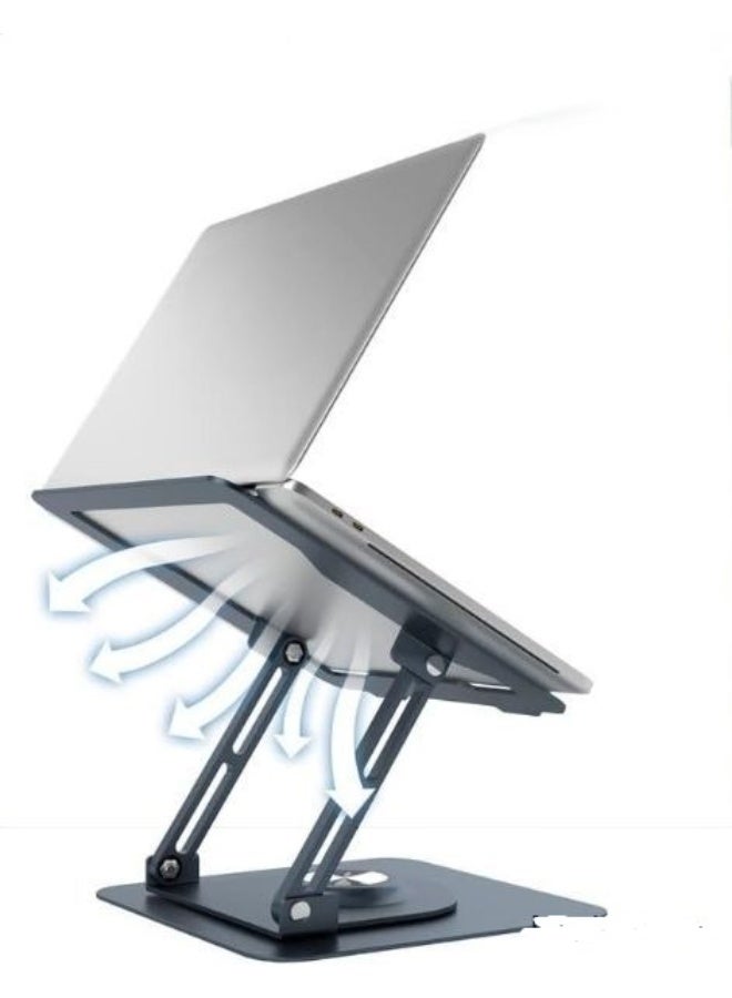 Adjustable Aluminum Laptop Stand with 360° Rotating Base – Foldable and Ventilated Desktop Holder Compatible with All Laptops - Image 2