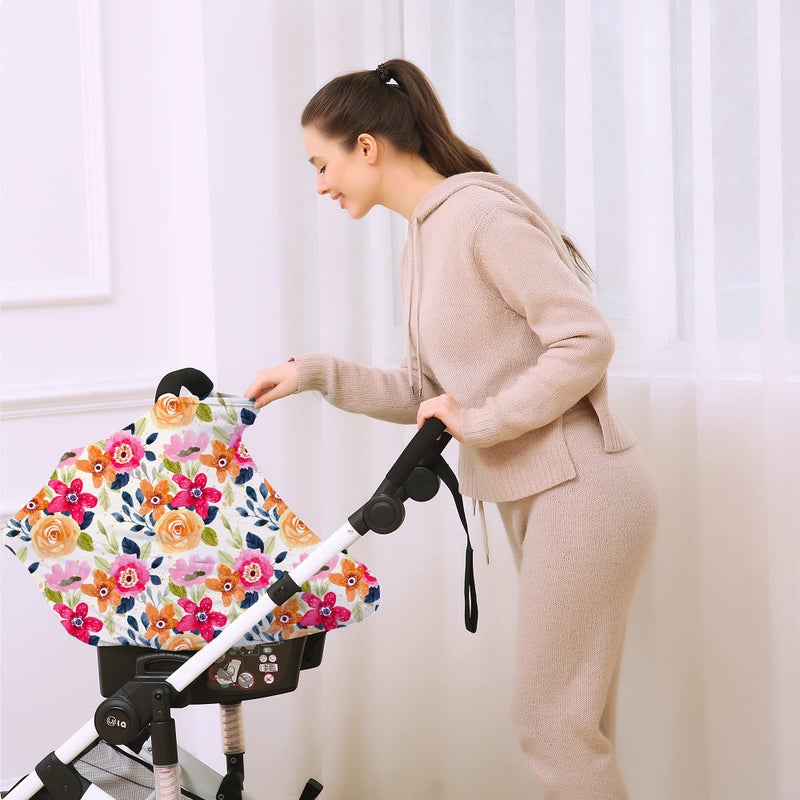 Hicoco Multi-Use Carseat Canopy Cover - Breathable Breastfeeding Covers  Car Seat Covers For Babies  Stroller Canopy Cover (Mix Floral) - Image 5