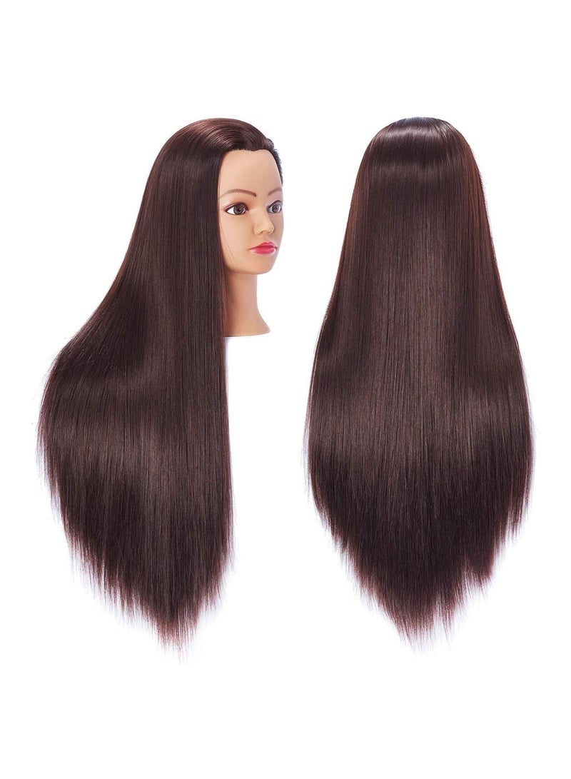 Estelle Mannequin Head Hair Styling Training Head Manikin Cosmetology Doll Head Synthetic Fiber Hair and Free Clamp Holder Dark brown - Image 1