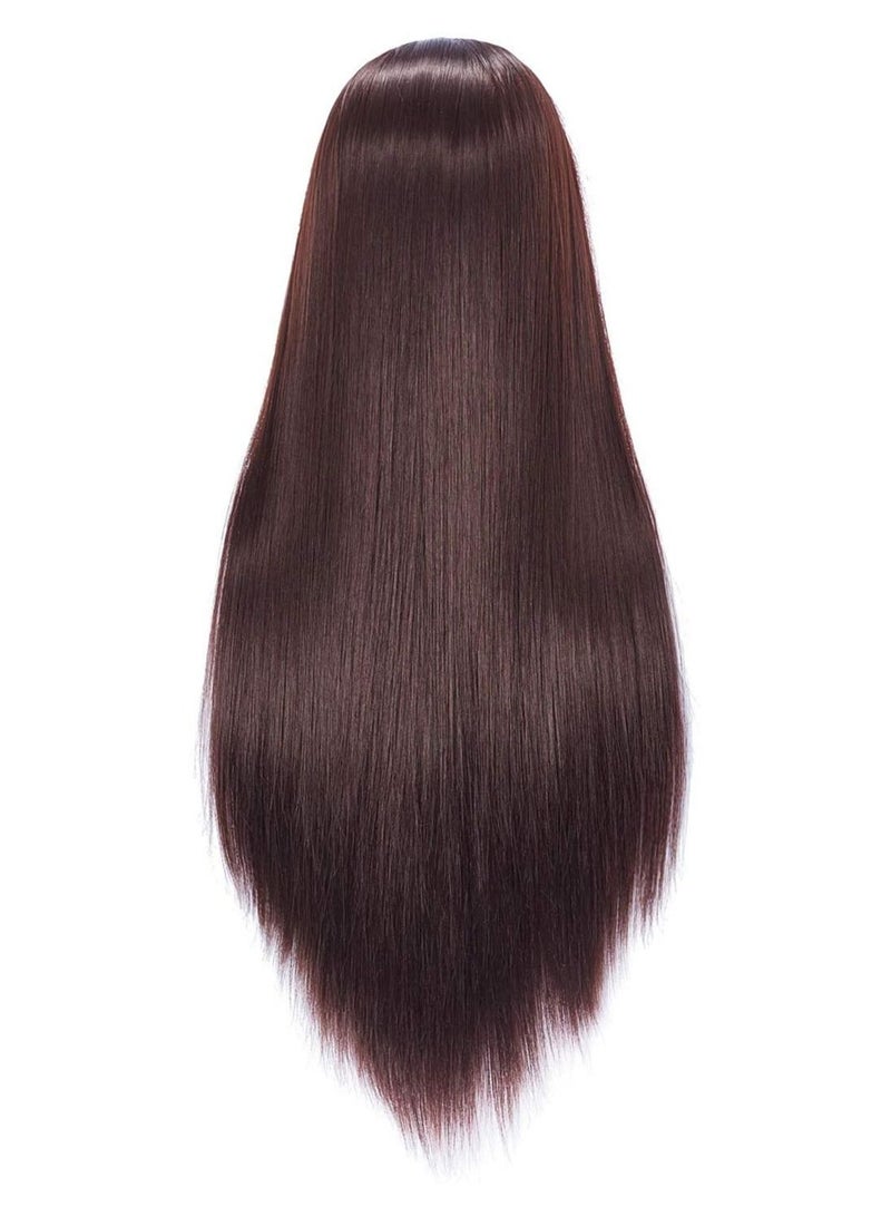 Estelle Mannequin Head Hair Styling Training Head Manikin Cosmetology Doll Head Synthetic Fiber Hair and Free Clamp Holder Dark brown - Image 5