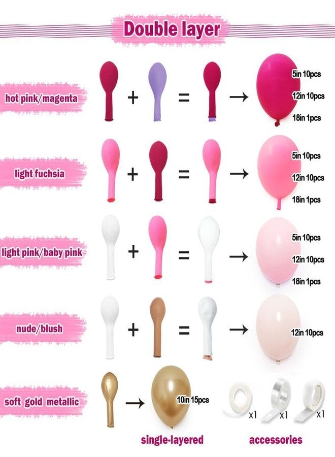 Partycus Double Stuffed Hot Pink Balloon Arch Kit - Pink Balloons, Princess Theme, Birthday Occasion, Unisex-Adults & Children - Image 4