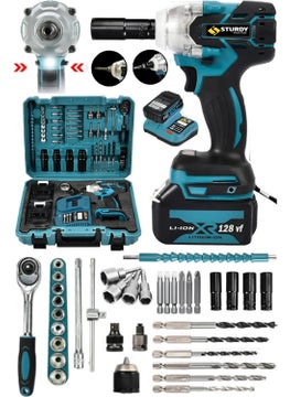 Screwer 128 Vf 12 Ah 2 In 1 Brushless Motor Impact Wrench + Cordless Screwdriver 30 Piece Set