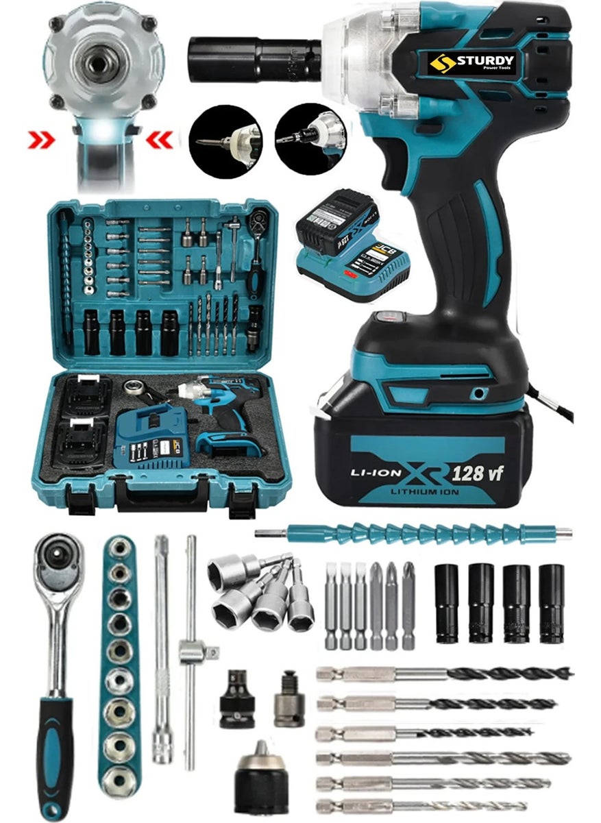 Sturdy - Screwer 128 Vf 12 Ah 2 In 1 Brushless Motor Impact Wrench + Cordless Screwdriver 30 Piece Set - Image 1