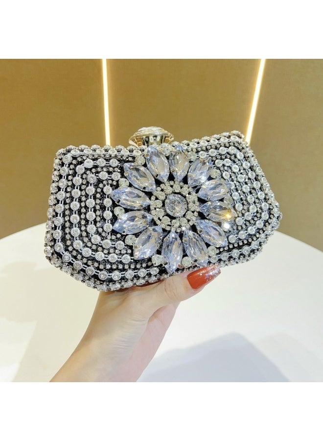 Women's Rhinestone Evening Clutch, Crystal Box Purse with Detachable Chain Strap, Elegant Party Wedding Handbag - Image 1