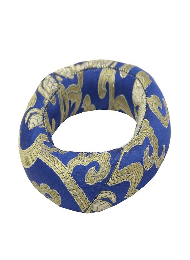 DharmaObjects Silk Brocade Ring Cushion Pillow for Tibetan Singing Bowl Hand Made Nepal (Blue) - Image 1