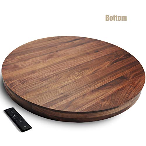 MAGIGO 24 Inches Extra Large Round Black Walnut Wood Ottoman Tray with Handles, Serve Tea, Coffee or Breakfast in Bed, Classic Circular Wooden Decorative Serving Tray - Image 4