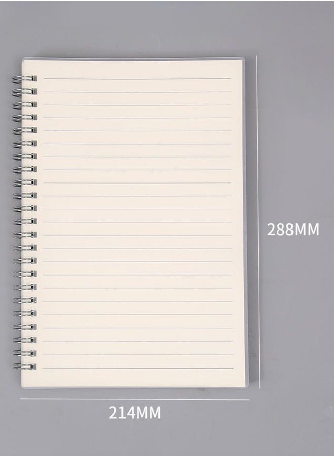 JSDUN - Spiral Notebook A4, Horizontal Line Transparent Pen Thickened Pp Surface Coil Notepad, Student Learning Office Supplies Stationery - Image 1
