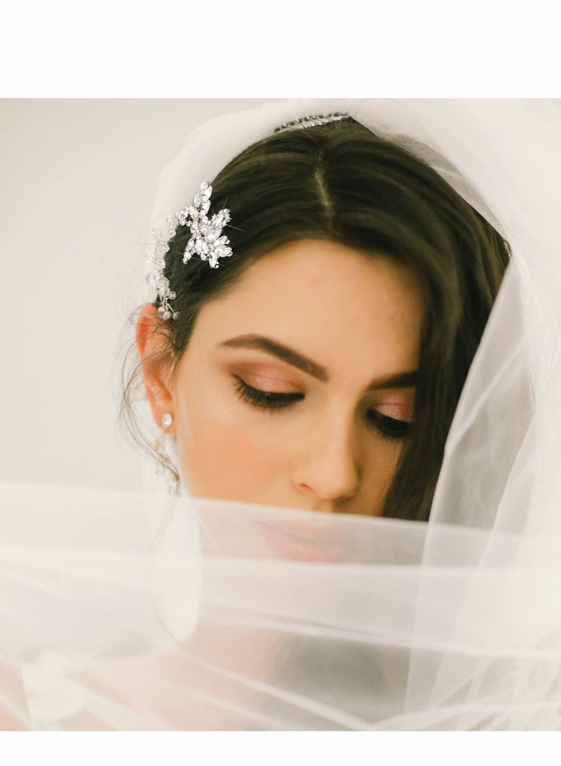Generic Elegant Rhinestone Bridal Hair Clips - 4 Pcs Leaf Design with Pearl & Crystal for Weddings, Perfect Accessories for Women & Girls (Silver & Gold)  - Image 4