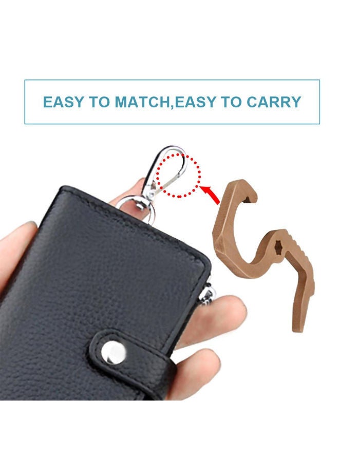 NIBEMINENT Multifunctional Contactless V-irus Isolation Door Opener Brown 8.5 x 5centimeter  - Image 3