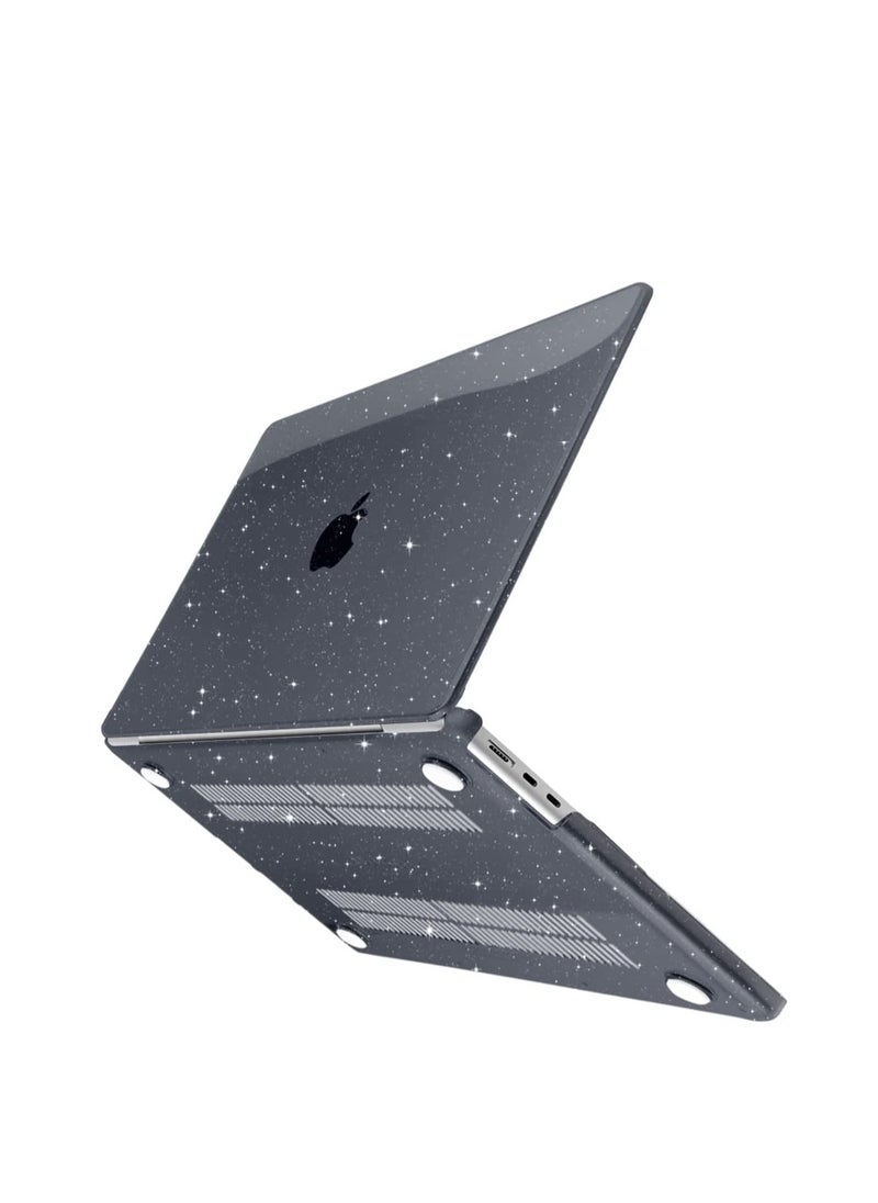 Generic Sparkly Black Star Case for MacBook Air 15 Inch Case M4 A3241 2025/ M3 A3114 2024 / M2 A2941 2023 Release, Plastic Glitter Bling Hard Shell Case for MacBook Air 15  - Image 1