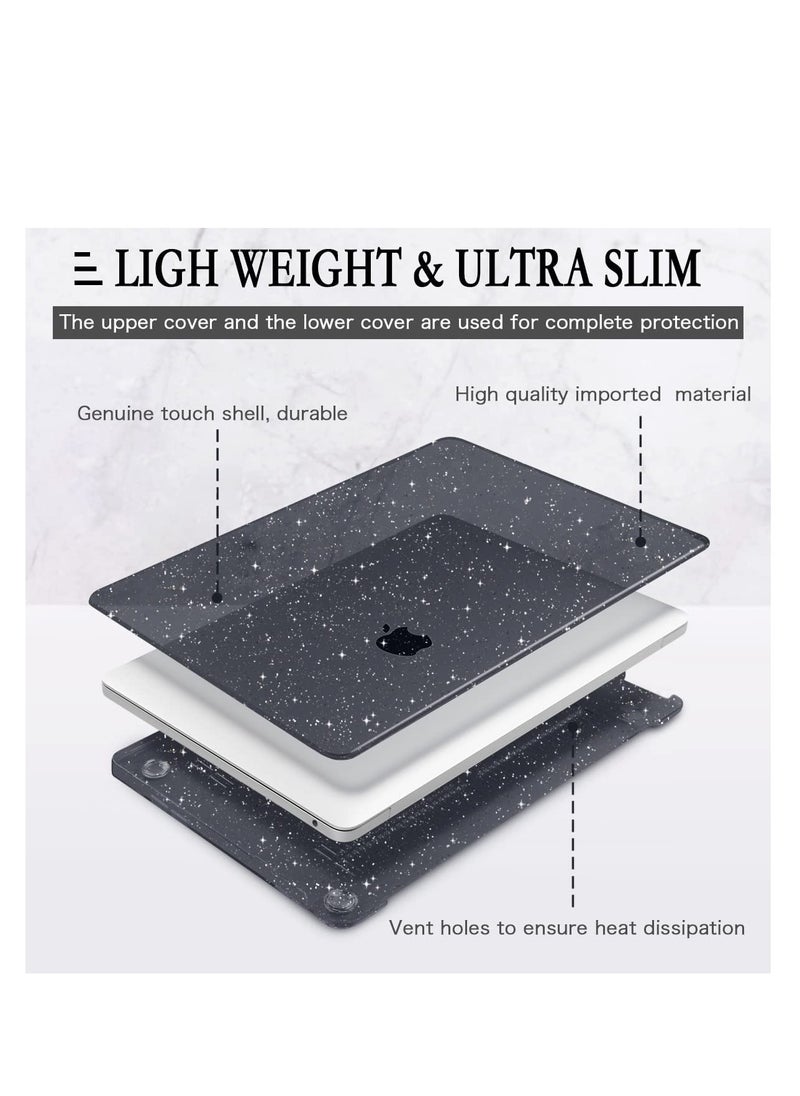 Generic Sparkly Black Star Case for MacBook Air 15 Inch Case M4 A3241 2025/ M3 A3114 2024 / M2 A2941 2023 Release, Plastic Glitter Bling Hard Shell Case for MacBook Air 15  - Image 4