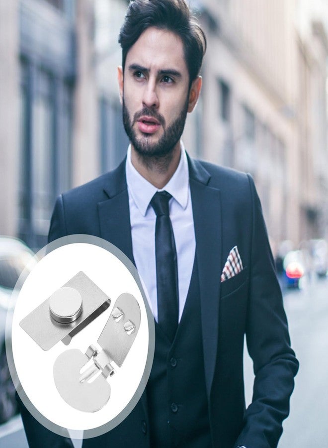 WRITWAA مشبك ربطة عنق مغناطيسي للرجال: مشبك ربطة عنق غير مرئي من الفولاذ المقاوم للصدأ الفضي، لا يُتلف ربطة العنق، مناسب للملابس الرسمية والهدايا. - Image 3