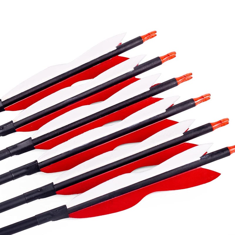 LWANO 30Inch Carbon Arrow Archery Hunting/Targeting Practice Arrows with 5" Turkey Feathers for Compound Recurve Longbow 12Pack - Image 3