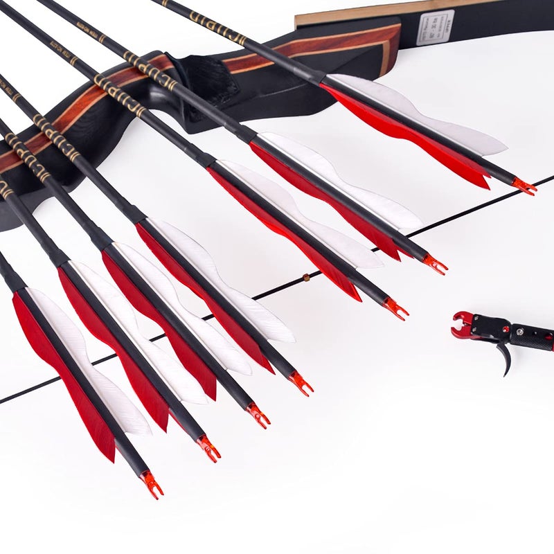 LWANO 30Inch Carbon Arrow Archery Hunting/Targeting Practice Arrows with 5" Turkey Feathers for Compound Recurve Longbow 12Pack - Image 4