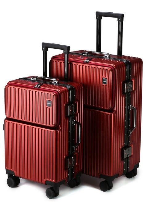 PC Hard Side Zipperless Luggage Set of 2 PCS TSA Lockable Travel Suitcase With Cup Holder 20,24 Inches