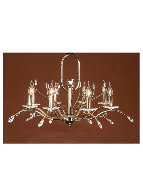 8-Arm Chandelier, Oval Heart, Almond Branch, Code 5737, With Solitaire Gold Crystal