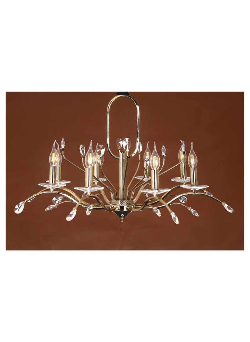 Kandil Egypt 8-Arm Chandelier, Oval Heart, Almond Branch, Code 5737, With Solitaire Gold Crystal 