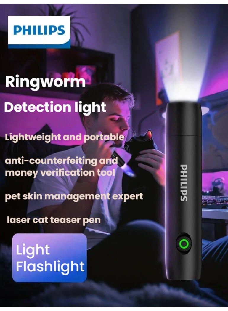 Philips Rechargeable 395nm UV Flashlight, Mini Blacklight for Pet Urine Detection, Fungus, Cat Ringworm, Scorpion Hunting - Portable Handheld UV LED Light for Home and Outdoor Use - Image 4