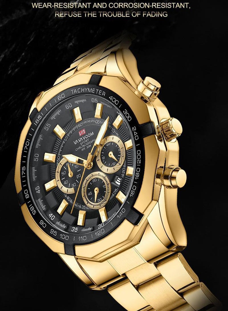 VA VA VOOM Men's Business 3-Dial Decorative Waterproof Stainless Steel Analog Quartz Watch - Image 4