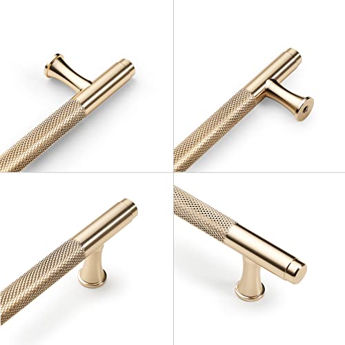 9BUILD Cabinet Pull, 10 Pack 3.75 Inch Knurled, Brushed Gold, Brass, Kitchen Cabinet Hardware, T Bar Handles - Image 4
