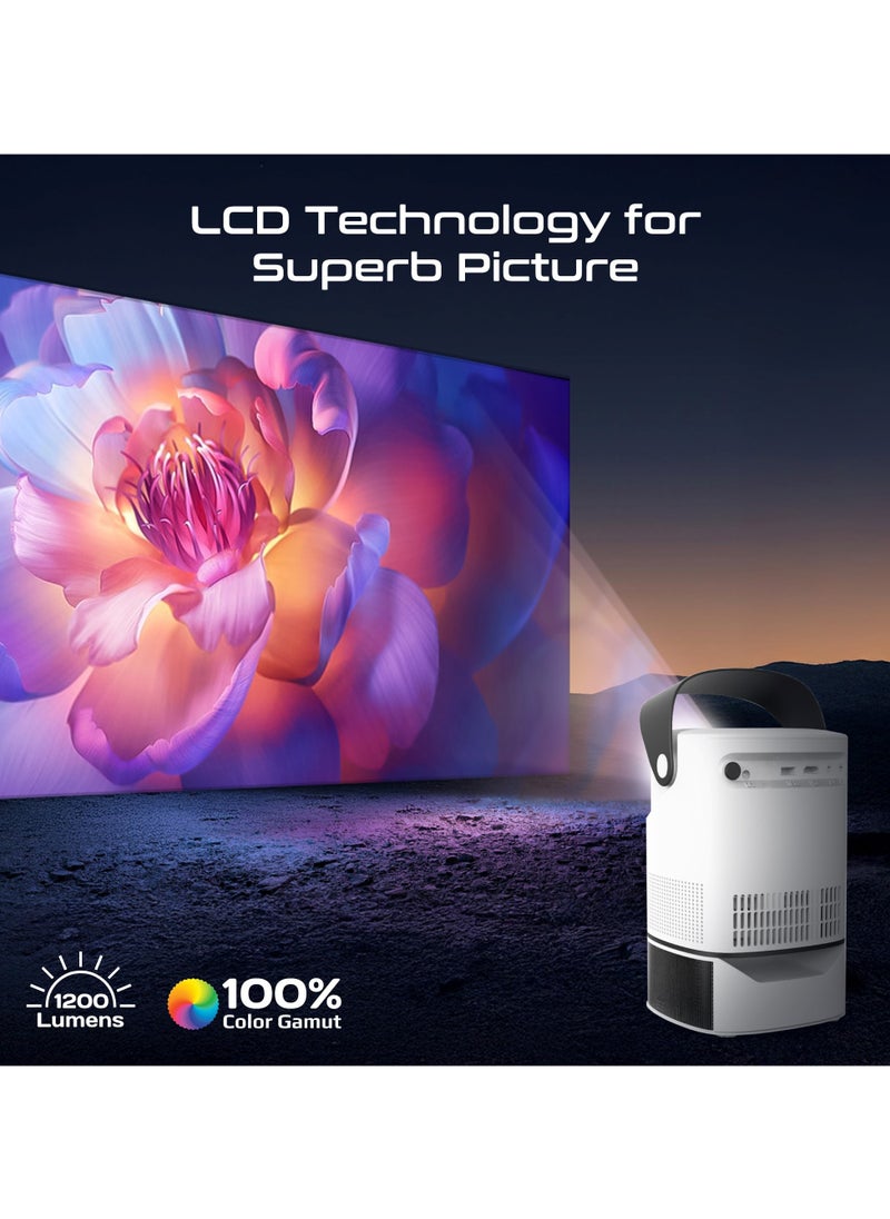 PROMATE Promate 4K Ultra HD Projector with LCD Technology, 250 ANSI Brightness, Height-Adjustable Telescopic Stand, Auto Keystone Correction, Built-In Speaker, Android 11, Wi-Fi and Bluetooth Connectivity, HDMI Port, Beamer-A250  - Image 2