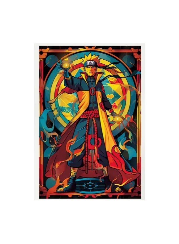 راين ملصق مطبوع عليه شخصية محارب النينجا من الأنمي بدون إطار، قطعة واحدة - لوحة فنية جدارية نابضة بالحياة بقوة النار، ديكور منزلي لغرفة المعيشة، غرفة النوم، المكتب، المقهى - هدية فريدة من نوعها للمهرجان، مادة قماش عالية الجودة - Image 1