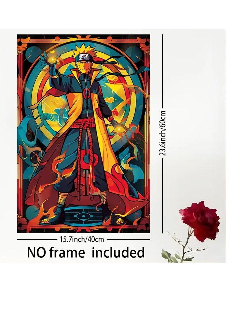 راين ملصق مطبوع عليه شخصية محارب النينجا من الأنمي بدون إطار، قطعة واحدة - لوحة فنية جدارية نابضة بالحياة بقوة النار، ديكور منزلي لغرفة المعيشة، غرفة النوم، المكتب، المقهى - هدية فريدة من نوعها للمهرجان، مادة قماش عالية الجودة - Image 2