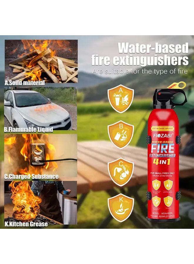1 Pack 4 In 1 Portable Fire Extinguisher Spray 21 87oz Water Based For Home Car Kitchen - Image 4