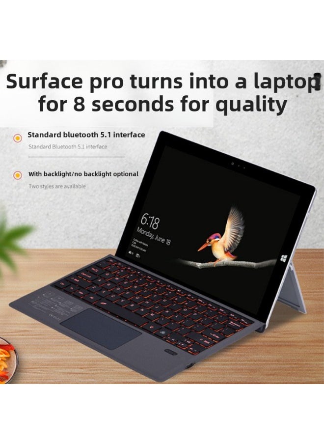 ماركة غير محددة - لوحة مفاتيح Microsoft Surface Pro8 Pro7/3/4/5 مزودة بإضاءة خلفية بلوتوث لاسلكية مغناطيسية GO - اللون: رمادي فاتح - نوع المنتج: Surface Pro 3/4/5/6/7 الجيل الثاني بإضاءة خلفية - Image 1