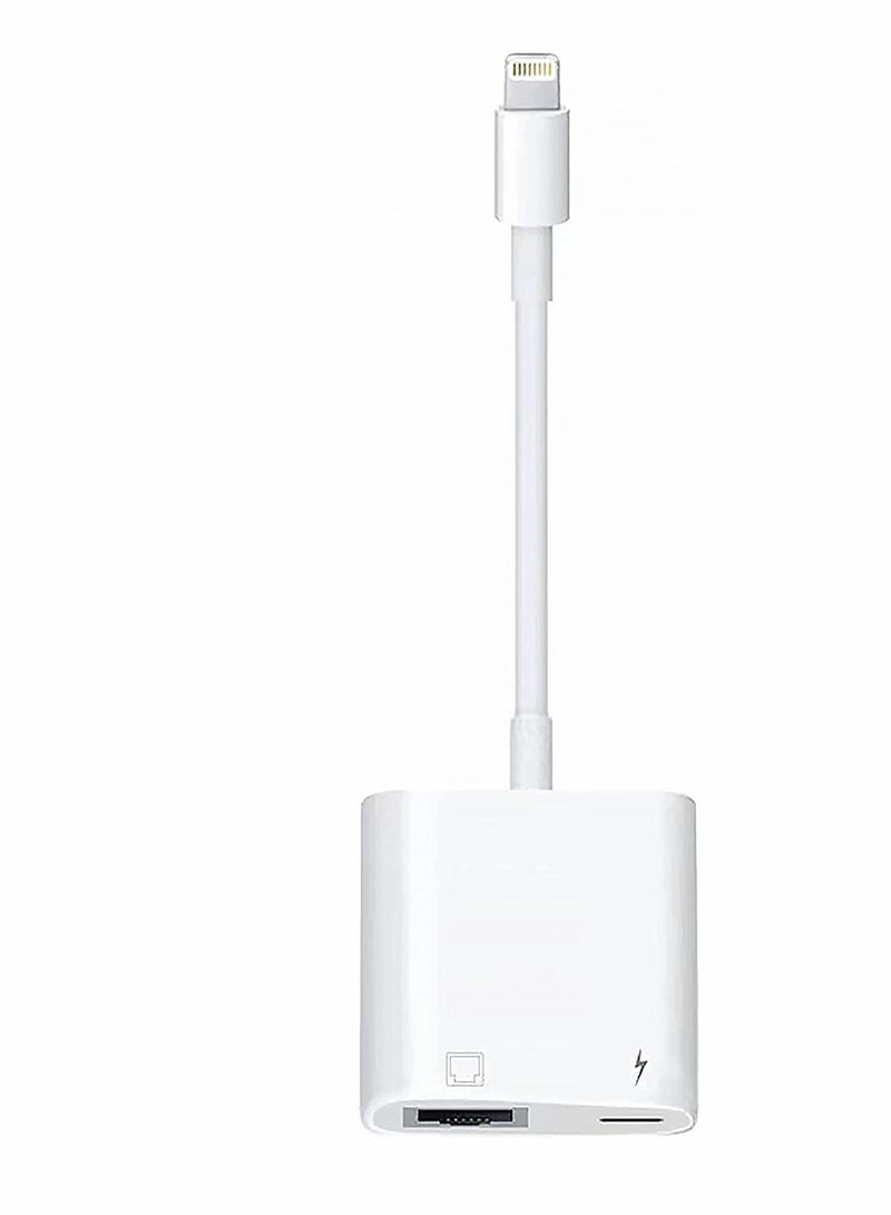 Excefore Lightning to RJ45 Ethernet LAN Network Adapter with Charge Port for Select iPhone, for iPad Models 100Mbps Charging Plug and Play  - Image 1