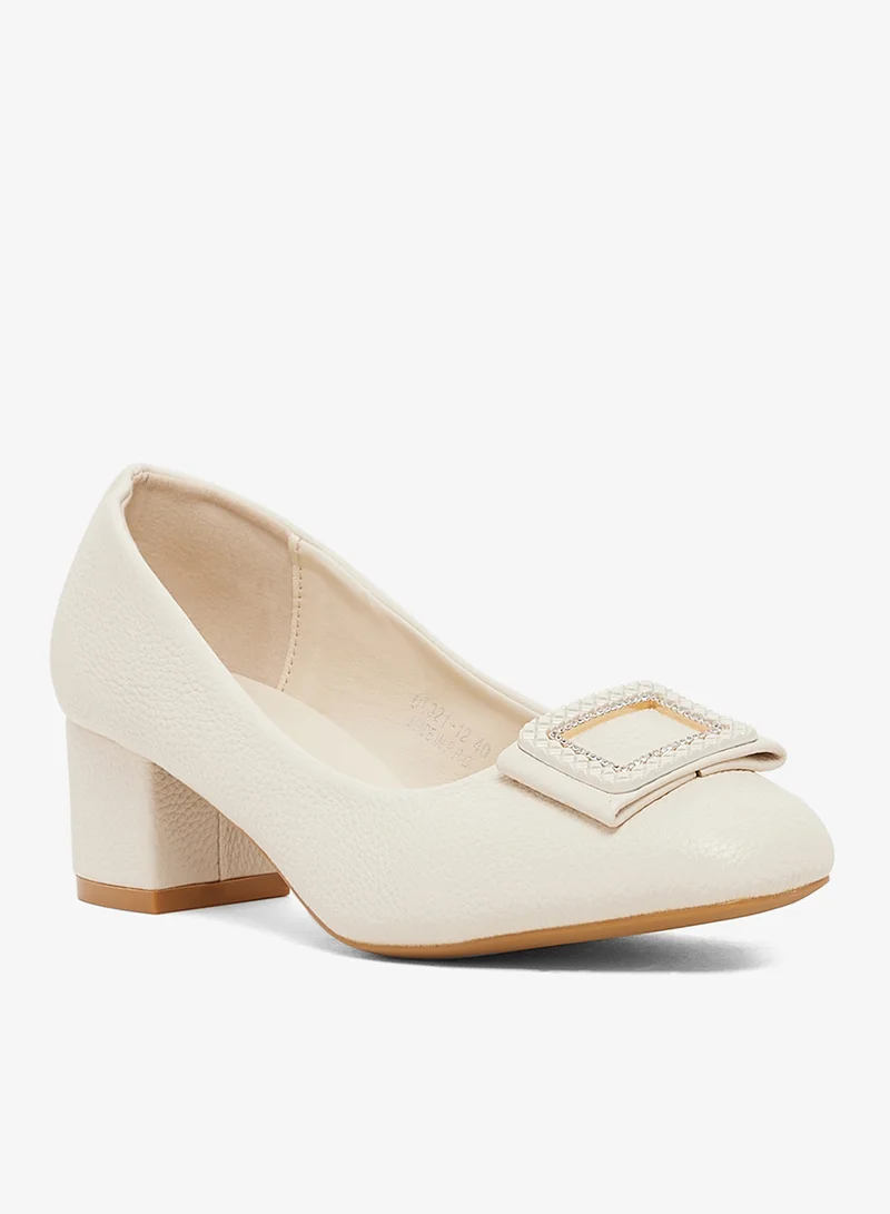 Pink Step Low Block Heeled Pump