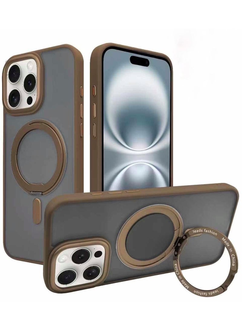 umbrella iPhone 15  pro  max MagSafe Case with Magnetic Invisible Stand,【Full Shockproof Protection】Matte Back Phone Cover with Magnet Kickstand for Apple 15  (brouns) - Image 1