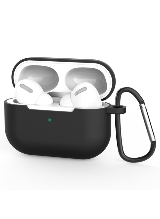Raxoom Case Cover For AirPods Pro Silicone Wireless Earphone Protective Case Cover with Lanyard Hole & Carabiner Black 