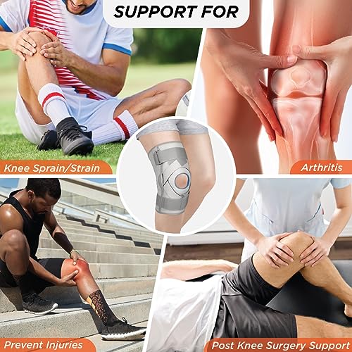 Vissco Neoprene Hinged Patella Knee Brace (Moderate Support), Knee Support for Pain Relief, Knee Injury Braces for Walking, Running, Gym, Workout - (CLOSED TYPE) - Medium (Grey) - Image 3