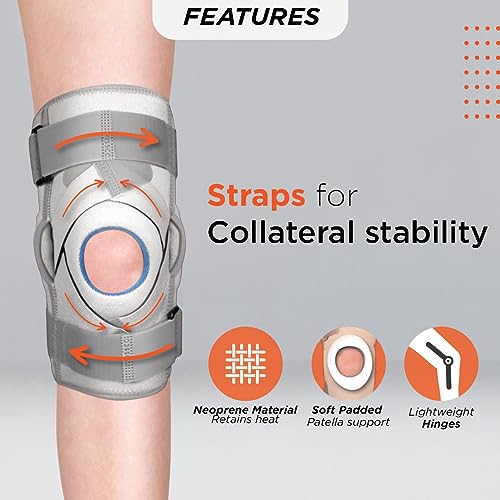 Vissco Neoprene Hinged Patella Knee Brace (Moderate Support), Knee Support for Pain Relief, Knee Injury Braces for Walking, Running, Gym, Workout - (CLOSED TYPE) - Medium (Grey) - Image 2