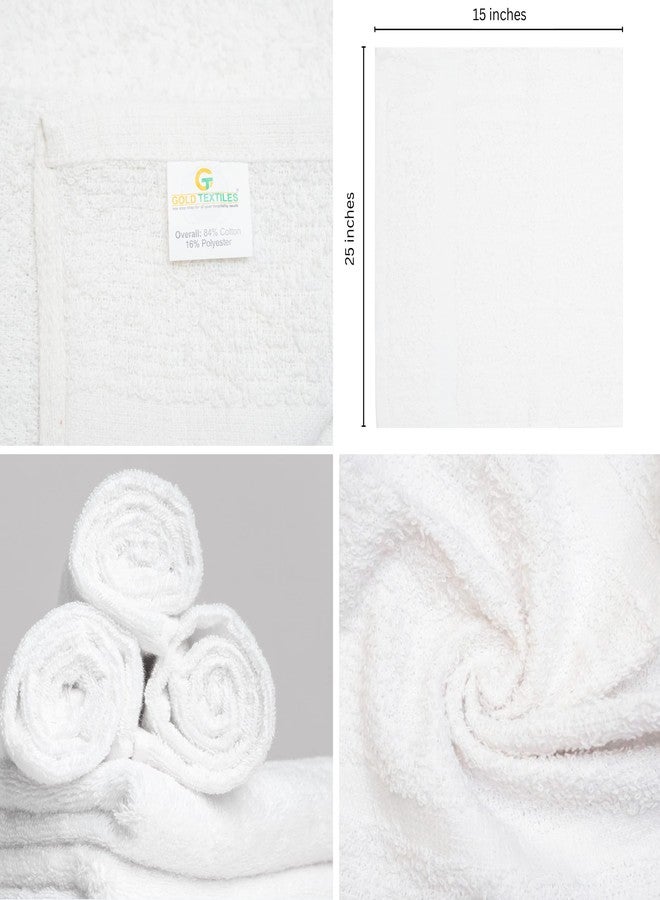 GOLD TEXTILES White Hand Towels 24 Pack (15x25 Inches) Cotton Blend Salon Towels Thin, Light Weight, Quick Drying Spa Towels - Image 3