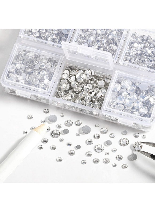 BEADSLAND 4300Pcs Flatback Rhinestonesclear Rhinestones Nail Gems Round Crystal Rhinestones For Craftsmixed 6 Sizes With Picking Tweezers And Wax Pencil Kit Ss6Ss20Crystal  - Image 3