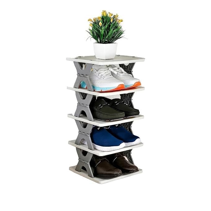 Black Olive Premium Shoe Rack, Stackable Storage Organizer for Bedroom entryway, Adjustable Rack, Slots Shelf,Easy Clean,Space-Saving, Tower Rack Shoes Home Portable Slippers Shelf Organiser (5 Layer) - Image 1