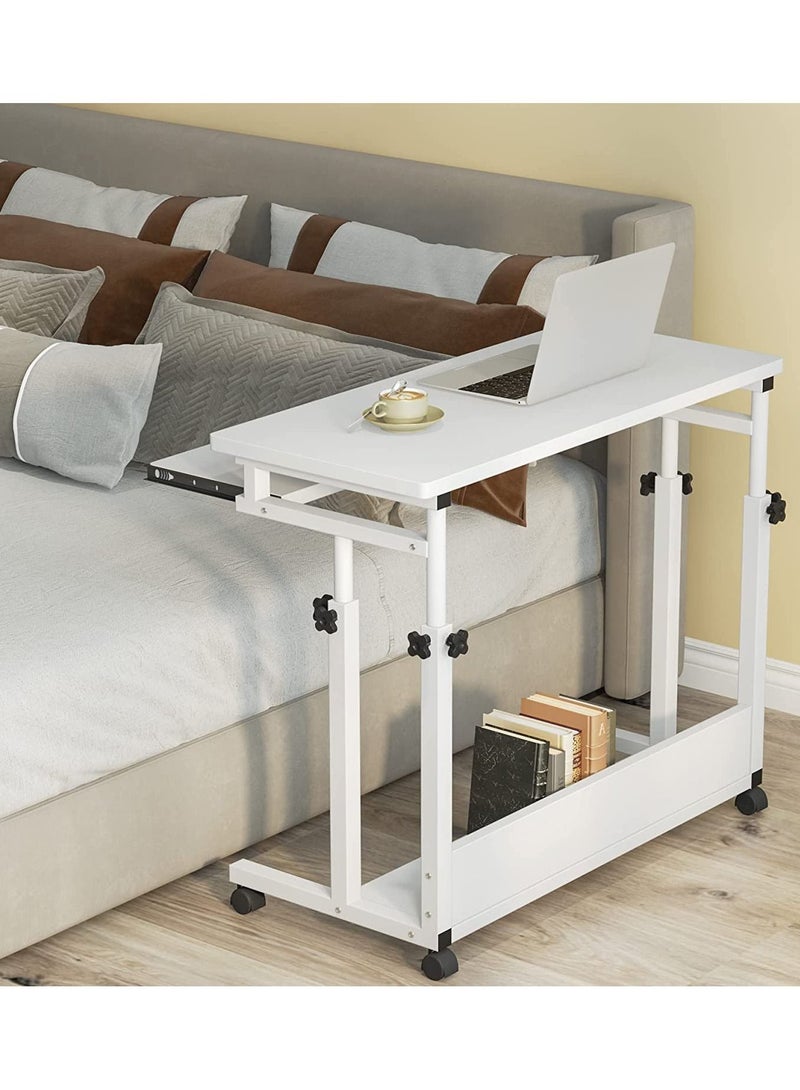 Adjustable Standing Desk With Wheels Mobile Rolling Laptop Stand Overbed Table Height Tray Office Home Computer For Bed Sofa Side - Image 2