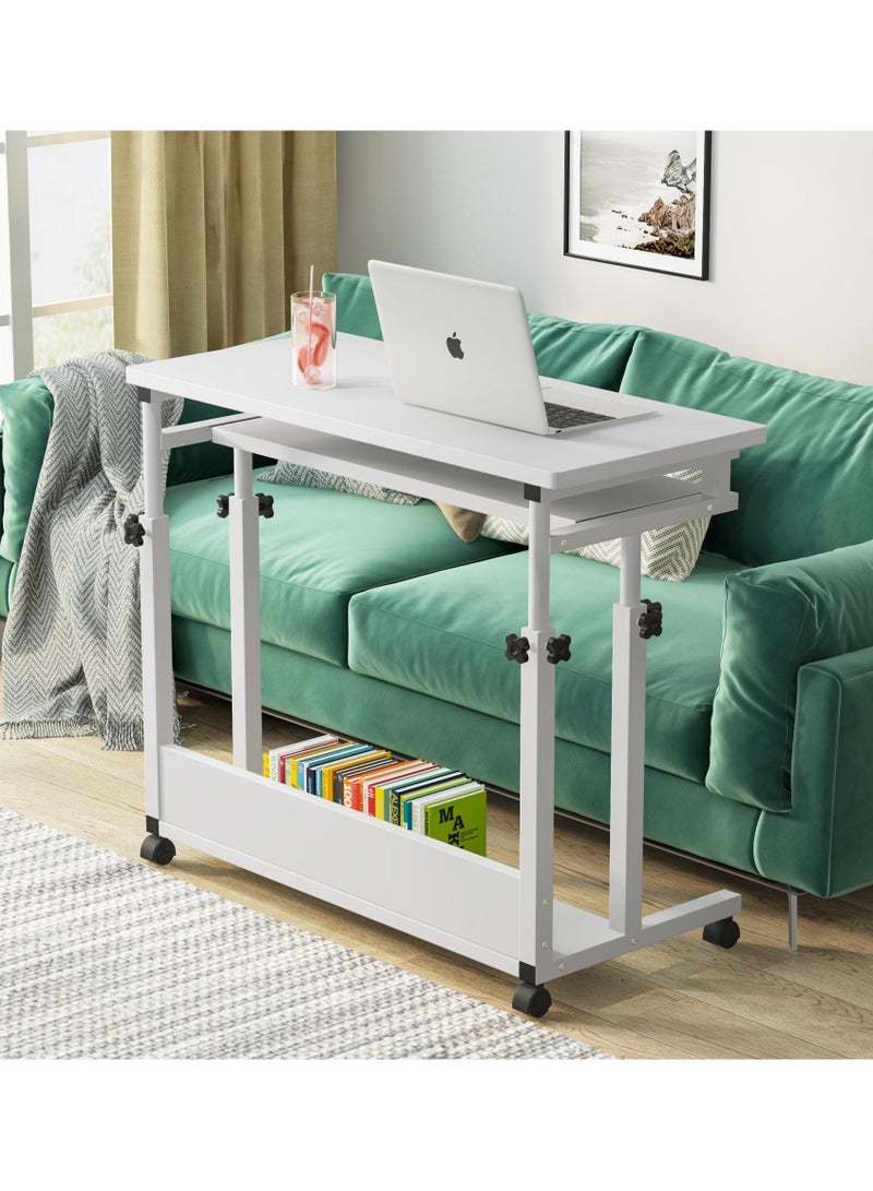 Adjustable Standing Desk With Wheels Mobile Rolling Laptop Stand Overbed Table Height Tray Office Home Computer For Bed Sofa Side - Image 3