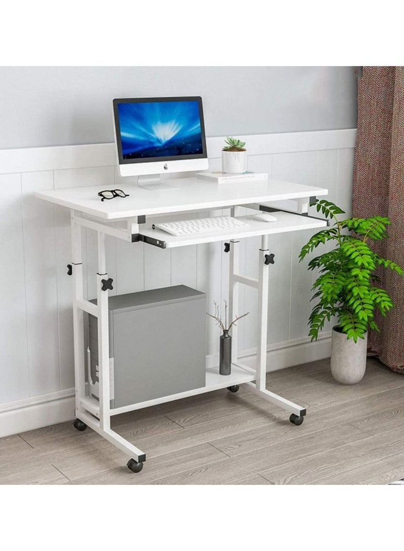 Adjustable Standing Desk With Wheels Mobile Rolling Laptop Stand Overbed Table Height Tray Office Home Computer For Bed Sofa Side - Image 1