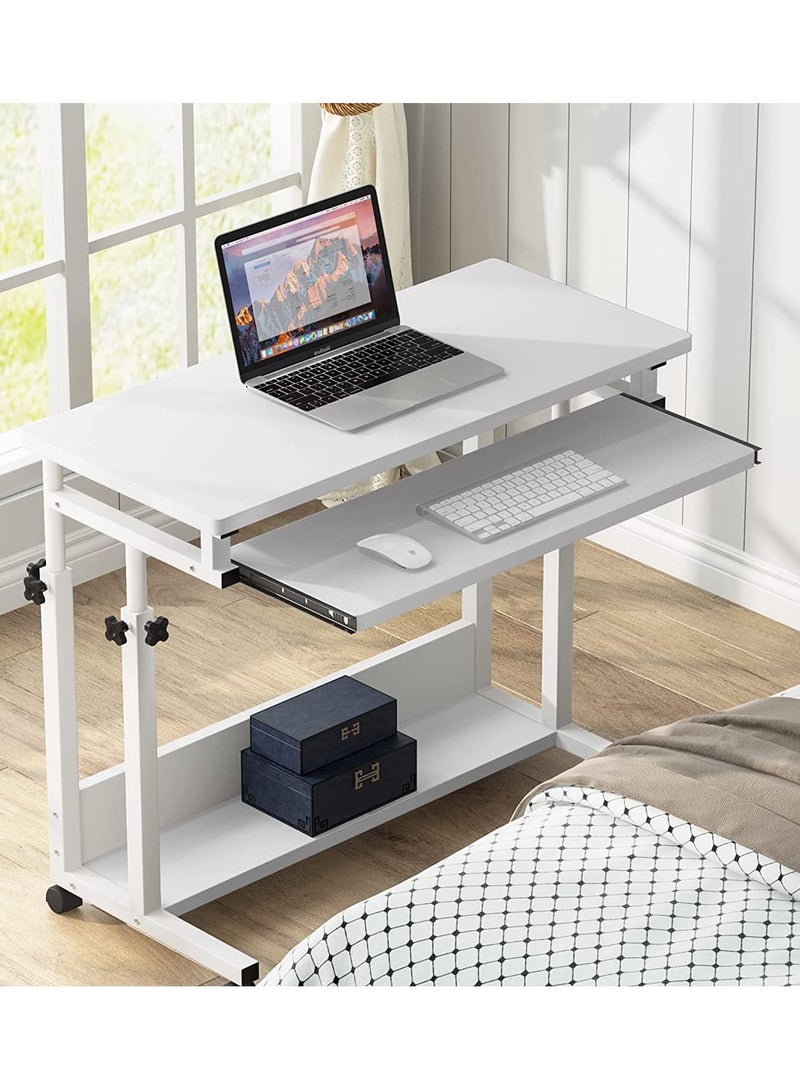 Adjustable Standing Desk With Wheels Mobile Rolling Laptop Stand Overbed Table Height Tray Office Home Computer For Bed Sofa Side - Image 4